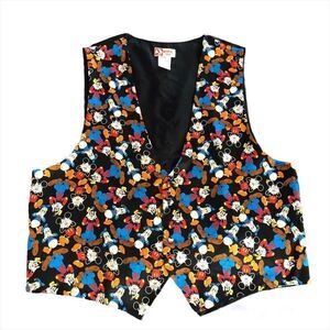 Size L/XL Vintage Silk Disney: Mickey Mouse, Donald & Goofy vest